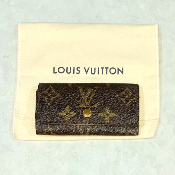 EUC LOUIS VUITTON 4 KEY HOLDER POUCH / WALLET  WITH DUST POUCH DATE CODE FL0095 - Picture 1 of 9